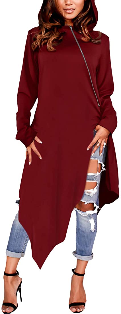 ZANZEA High/Low Hooded Dress | 40plusstyle.com
