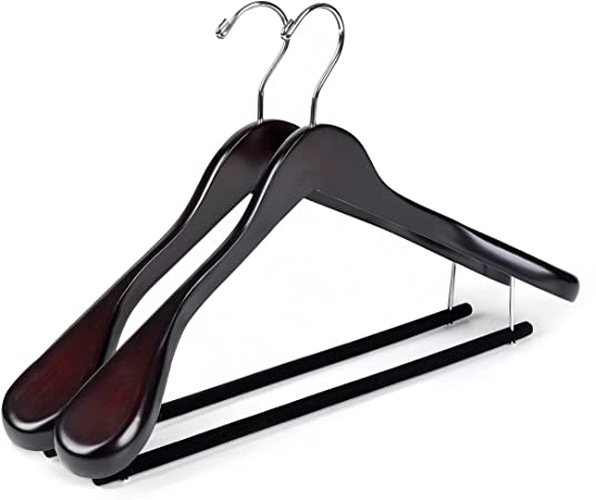 Clothes storage ideas - Quality Luxury Curved Wooden Suit Hangers | 40plusstyle.com