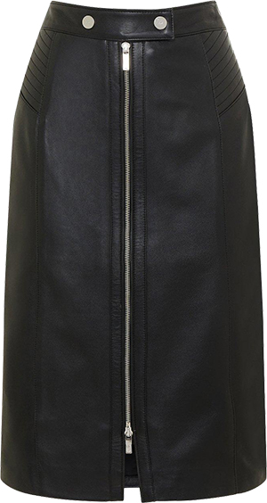 Karen Millen Leather Zip Through Biker Pencil Skirt | 40plusstyle.com