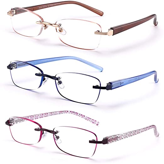 FEIVSN 3-Pack Rimless Reading Glasses | 40plusstyle.com