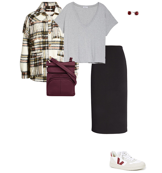 Sneakers and a black skirt | 40plusstyle.com