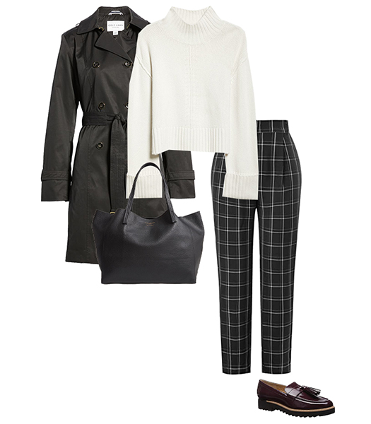 Plaid pants with a cozy sweater for a preppy look | 40plusstyle.com