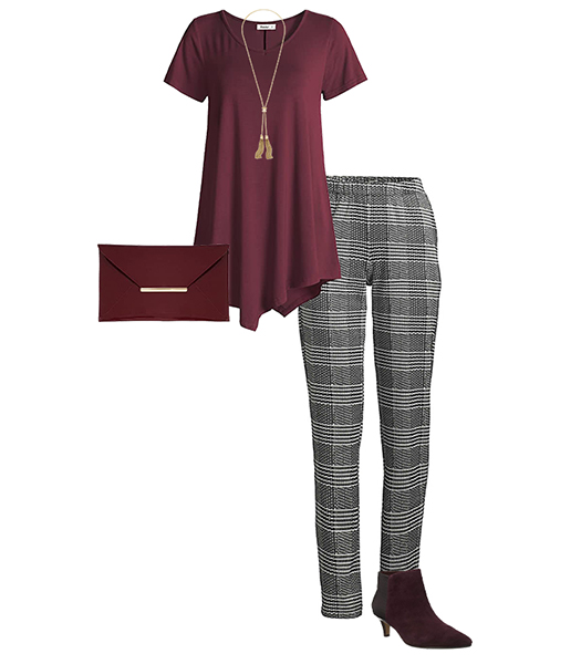 Plaid pants and tunic top | 40plusstyle.com