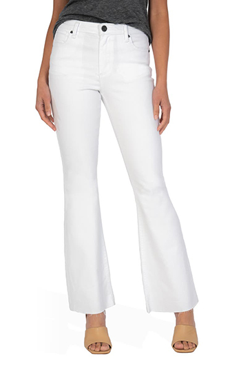 KUT from the Kloth Stella High Waist Raw Hem Flare Jeans | 40plusstyle.com