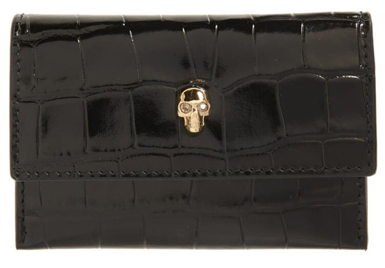 Alexander McQueen Croc Embossed Leather Card Holder | 40plusstyle.com