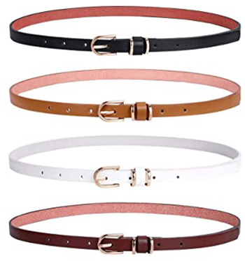 How to dress when you are short - SANSTHS Set of 4 Skinny Leather Belts | 40plusstyle.com