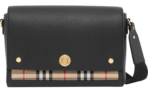 Burberry Note Leather & Vintage Check Crossbody Bag | 40plusstyle.com