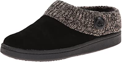 Clarks Suede Leather Knitted Collar Clog Slippers | 40plusstyle.com