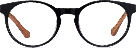 EyeBuyDirect Everglades Round Black & Wood Eyeglasses | 40plusstyle.com