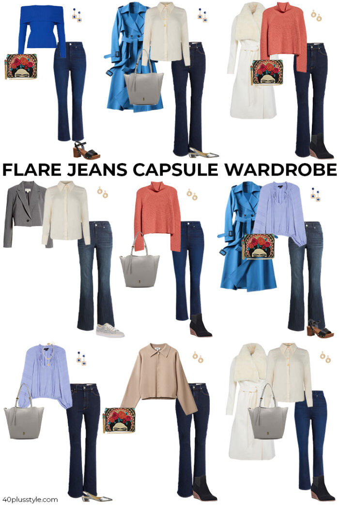 6 Ways to Wear Flare Jeans - Pumps & Push Ups  Flared jeans outfit fall,  Jeans outfit fall, Flair jeans outfit