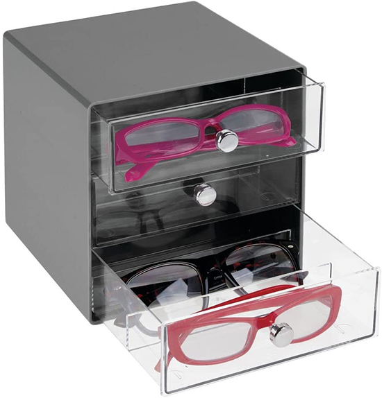 mDesign Stackable Storage Organizer Box Holder for Glasses | 40plusstyle.com