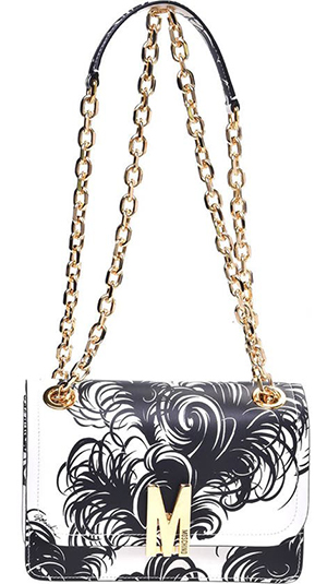 Moschino M Feather Print Leather Shoulder Bag | 40plusstyle.com