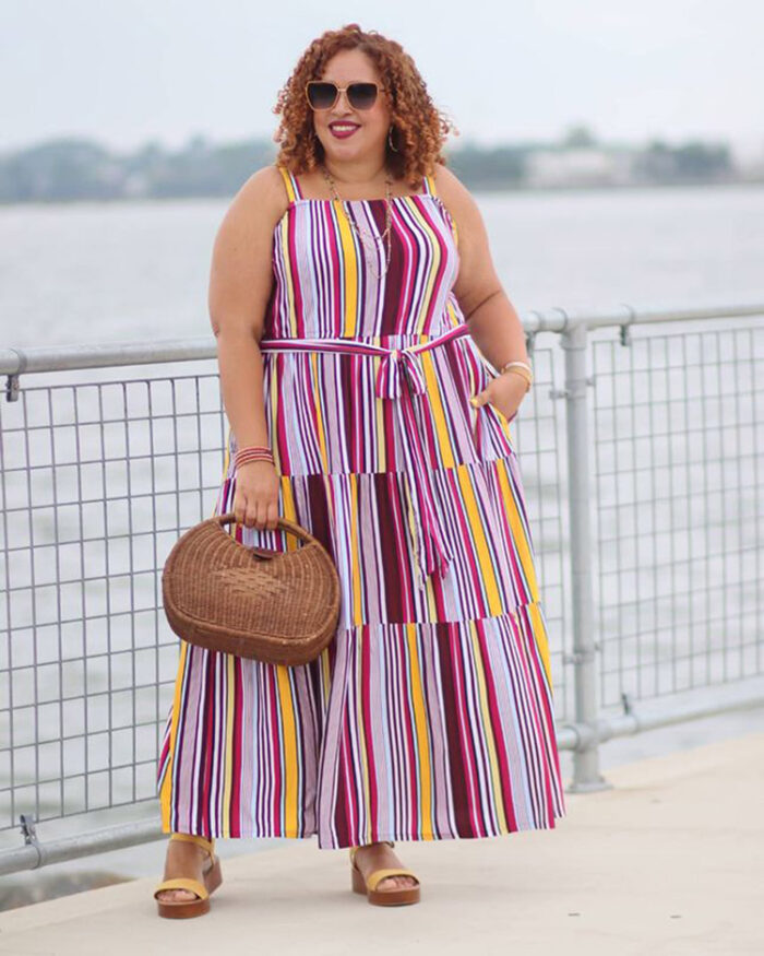 What to wear on a cruise - Sandra in a maxi dress and sandals | 40plusstyle.com