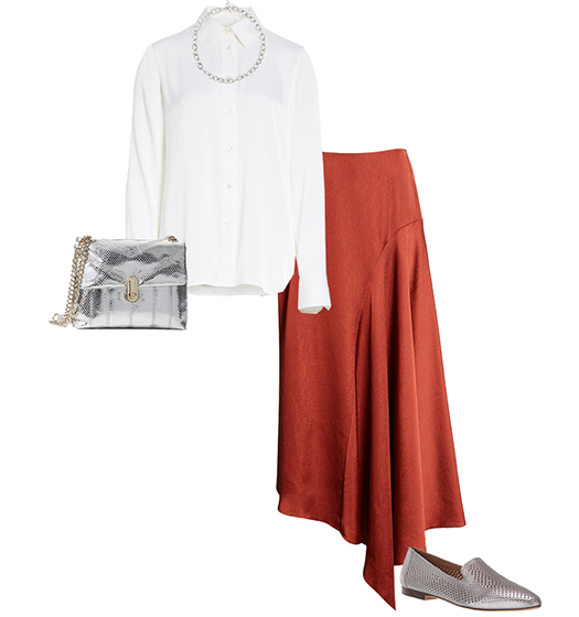 Asymmetric skirt outfit | 40plusstyle.com