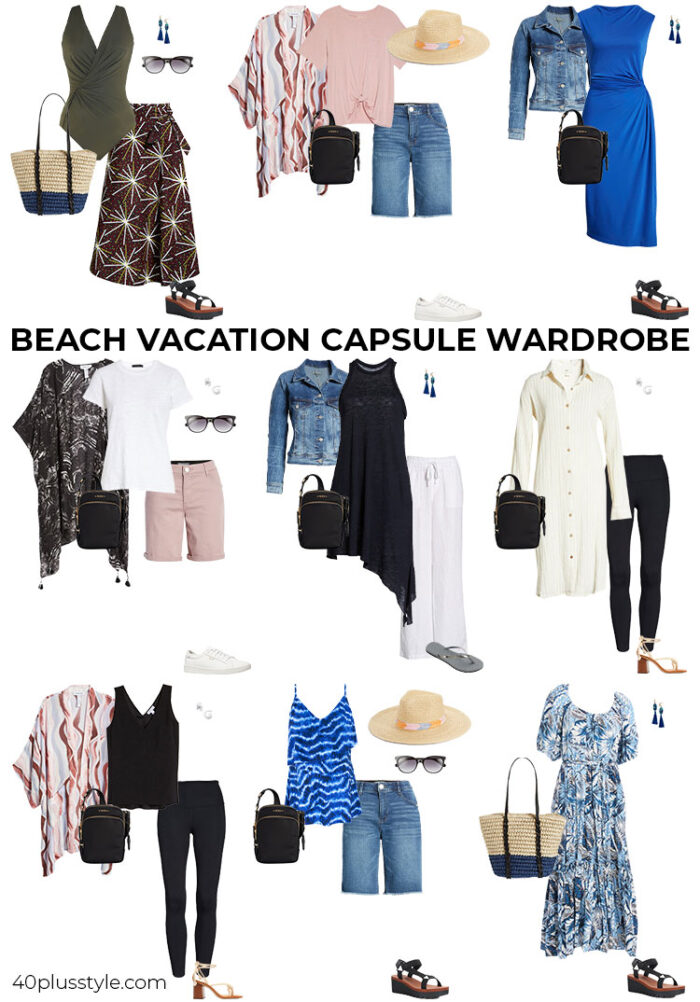 What to pack for a beach vacation - Beach vacation capsule wardrobe | 40plusstyle.com