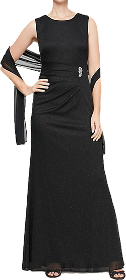 SL Fashions Embellished Glitter Mesh Tank Dress with Shawl | 40plusstyle.com