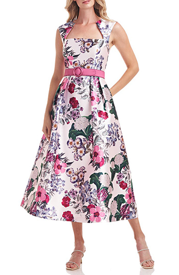 Kay Unger Floral Fit & Flare Cocktail Dress | 40plusstyle.com