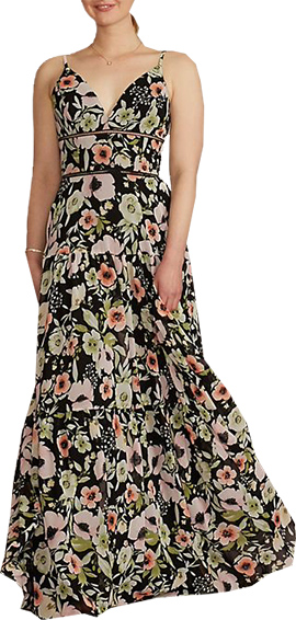 DB Studio V-Neck Floral Print Maxi Dress | 40plusstyle.com