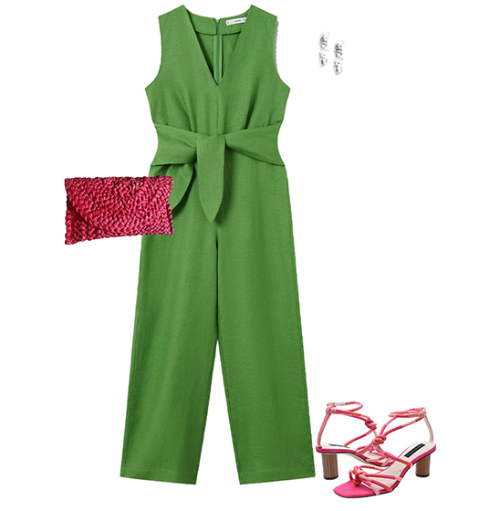 Green jumpsuit outfit | 40plusstyle.com