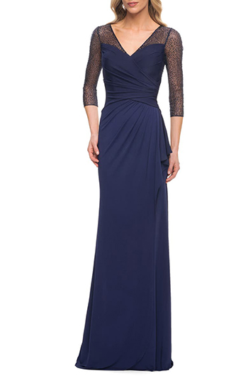 La Femme Sequin Jersey Gown | 40plusstyle.com