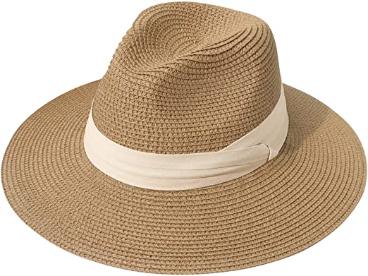 Straw Wide Brim Hat Floppy Hiking Hat Beach Hat SERENITA Summer Sun Hats for Women