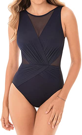 One piece bathing suits - Miraclesuit Illusionist Palma Tummy Control One Piece Swimsuit | 40plusstyle.com