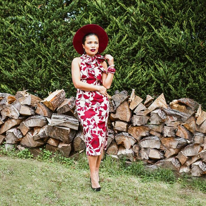 Mother of the bride dresses - Souri in a floral midi dress | 40plusstyle.com