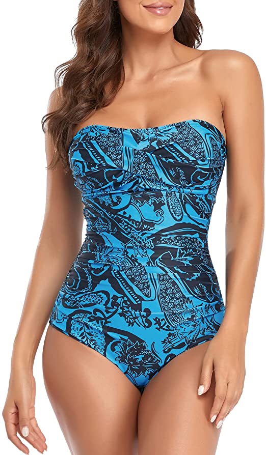 One piece bathing suits - Smismivo Ruched Strapless One Piece Swimsuit | 40plusstyle.com