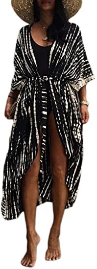 Bsubseach Tie Dye Long Kimono Swimsuit Cover up | 40plusstyle.com