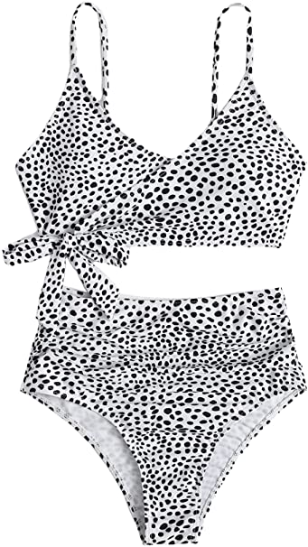 SweatyRocks Tie Side High Waisted Bikini Set | 40plusstyle.com