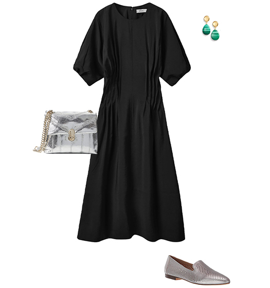 Black maxi dress and flat shoes | 40plusstyle.com