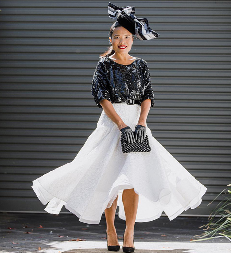 What to wear to the races - Souri chooses a monochrome outfit | 40plusstyle.com