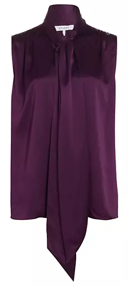 Colors to complement gray hair -FRAME Femme Tieneck Silk Sleeveless Blouse | 40plusstyle.com