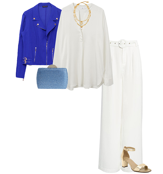 Outfits for special occasions - White and cobalt blue outfit | 40plusstyle.com