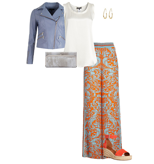 Orange and blue outfit | 40plusstyle.com