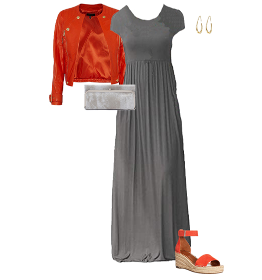 Orange and gray outfit | 40plusstyle.com