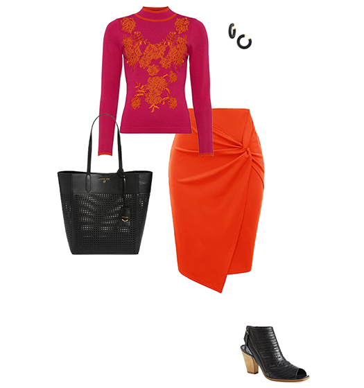 Pink and orange outfit combination | 40plusstyle.com