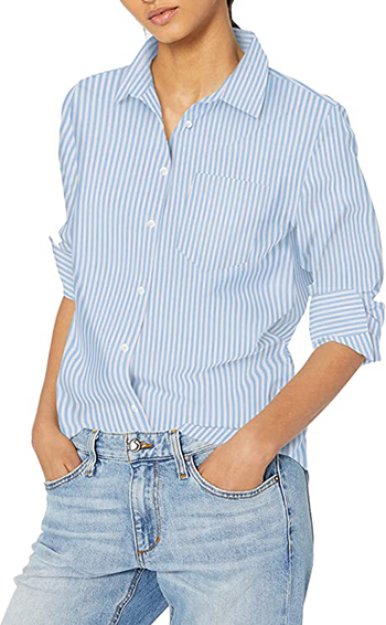 Amazon Prime Day sale - Amazon Essentials Classic-Fit Long-Sleeve Button-Down Poplin Shirt | 40plusstyle.com