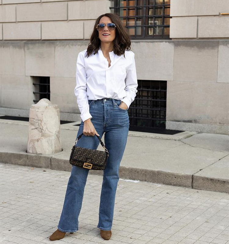 Sylvia in a white shirt and jeans | 40plusstyle.com
