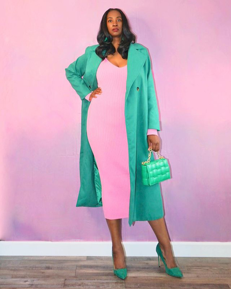 Green outfits - Tanasha wears green and pink | 40plusstyle.com