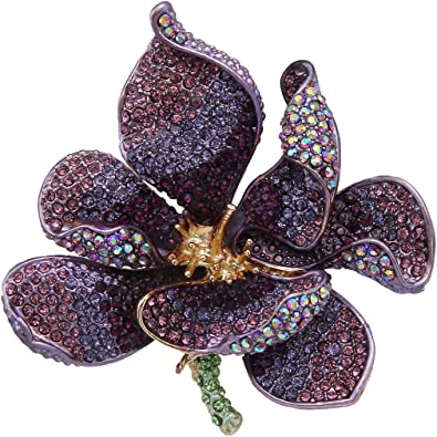 EVER FAITH Austrian Crystal Orchid Flower Petal Brooch | 40plusstyle.com