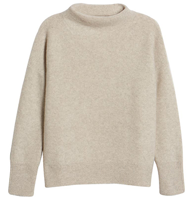 Minimal capsule wardrobe for winter - Vince Boiled Cashmere Funnel Neck Pullover | 40plusstyle.com