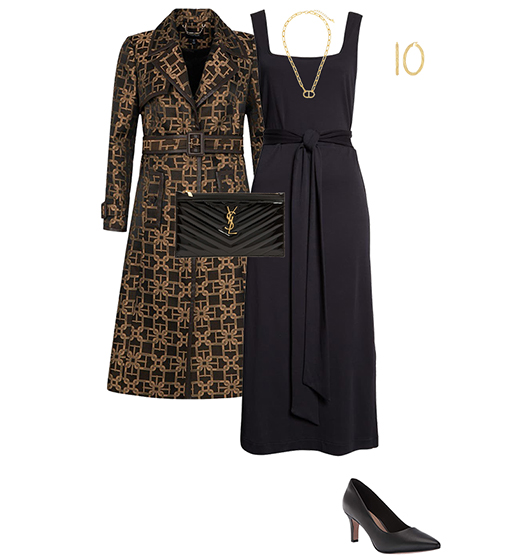Italian inspired outfit: coat, midi dress and pumps | 40plusstyle.com