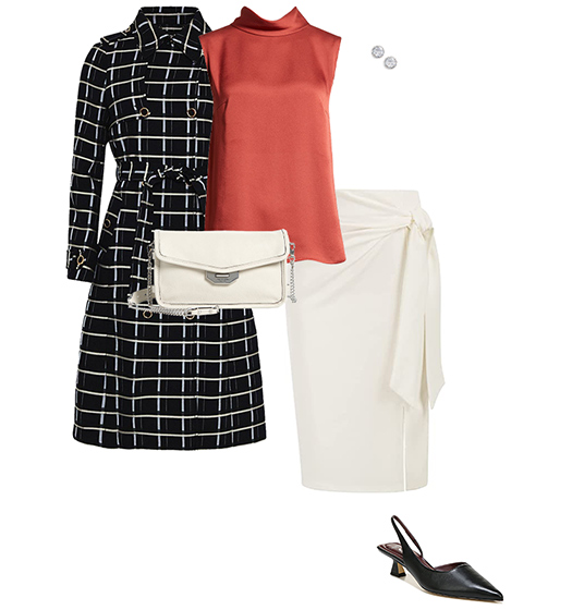 High neck top and skirt outfit | 40plusstyle.com
