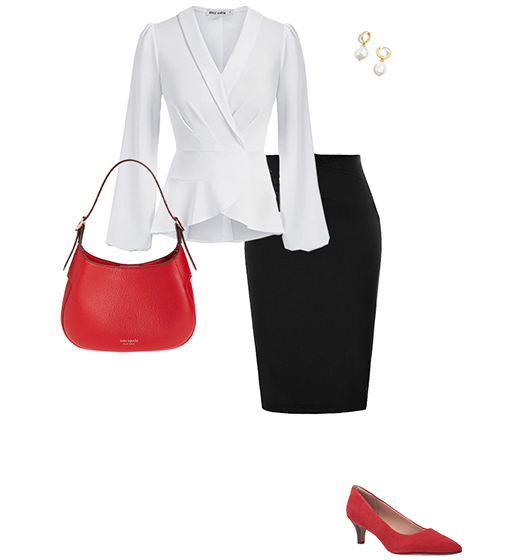 Peplum top and pencil skirt outfit | 40plusstyle.com