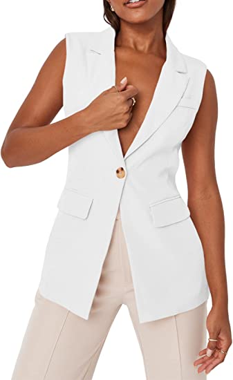 Teurkia Sleeveless Single Breasted Blazer | 40plustyle.com