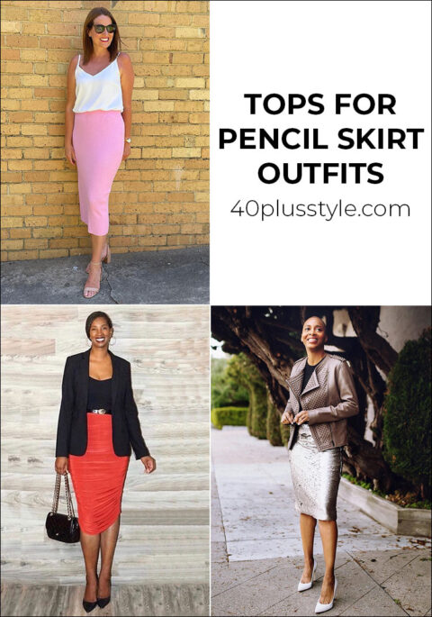 Pencil skirt outfits - best tops to wear with pencil skirts - 40+style