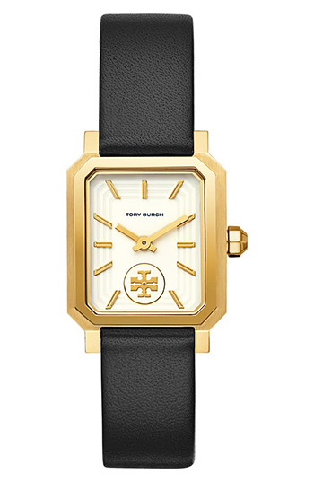 Tory Burch Robinson Leather Strap Watch | 40plusstyle.com