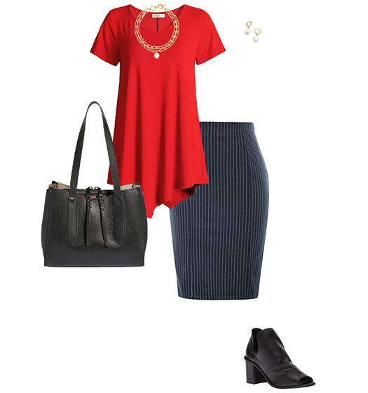 Tunic and skirt outfit | 40plusstyle.com