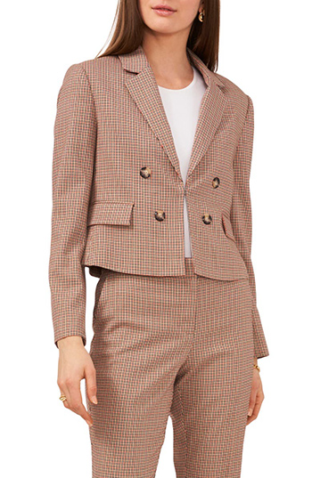 Vince Camuto Houndstooth Check Crop Jacket | 40plusstyle.com